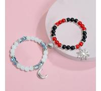 FDEETY Bracelet Couple Soleil Et Lune En Perles Naturelles Ensemble De 2 Bracelets Ajustables Avec Charms Bijoux Pour Femmes Et Hommes Cadeau Romantique Pour Amoureux