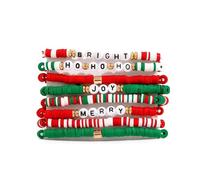 FDEETY Bracelet de Noël Femme Empilable Charms Bracelet de Perles Multicolores avec Pendentifs Père Noël Sapin et Cadeaux Bijoux pour Filles Bijoux de Christmaset Cadeaux de Fête