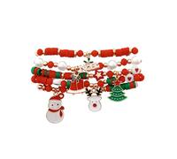 FDEETY Bracelet de Noël Femme Empilable Charms Bracelet de Perles Multicolores avec Pendentifs Père Noël Sapin et Cadeaux Bijoux pour Filles Bijoux de Christmaset Cadeaux de Fête