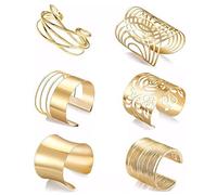 FDEETY Bracelet Femme 6 Pcs Alliage bras accessoires bijoux minimaliste Manchette Bras Ensemble Bracelets parfaits pour Fêtes Festivals et Styles Punk(Or)