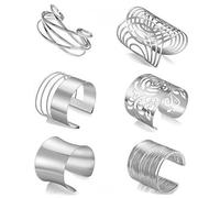 FDEETY Bracelet Femme 6 Pcs Alliage bras accessoires bijoux minimaliste Manchette Bras Ensemble Bracelets parfaits pour Fêtes Festivals et Styles Punk(Argent)
