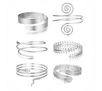 FDEETY Bracelet Femme 6 Pcs Alliage Vintage Serpent Bras Manchette Punk Tourbillon Réglables parfaits pour Fêtes Festivals et Mode Quotidienne（Argent）
