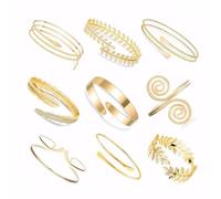 FDEETY Bracelet Femme 9 Pcs Alliage Bandeau Serpent Brassard Bobine Grecian Goddess Ensemble d'accessoires de déguisement parfaits pour Festivals, Fêtes et Bijoux Quotidiens（Or）