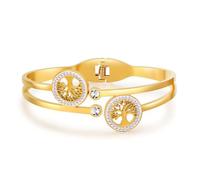 FDEETY Bracelet Femme Arbre de Vie en Acier Inoxydable Plaqué Or 18K avec Strass Bijou Élégant et Raffiné pour Toutes Occasions Accessoire de Mode Intemporel et Chic