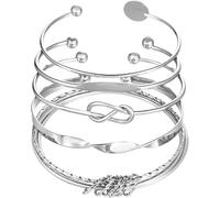FDEETY Bracelet Femme en Alliages Ensemble de Bracelets Élégants et Modernes pour Toutes Occasions Cadeau Anniversaire Femme Bijoux pour Femme(Argent)