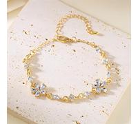 FDEETY Bracelet Femme en Or avec Fleurs et Cristaux Bijoux Élégants pour Cadeau Anniversaire Femme Bracelet Mode pour Toutes Occasions