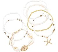 FDEETY Bracelet Femme Perles Naturelles Bijoux Femme Argent Or Bracelet Amour Couple Mode Bohème Plage Été