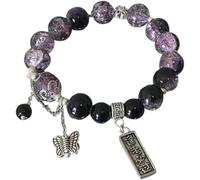 FDEETY Bracelet Femme Pierre Naturelle Violet Noir Bijoux Femme Élégant Bracelet Perle pour Femme Amitié pour Cadeau Spécial