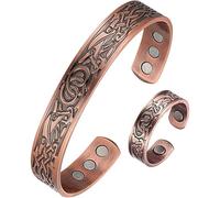 FDEETY Bracelet Jonc Celtique Magnétique Cuivre Gravé Ajustable Bijoux Homme Vintage Ethnique