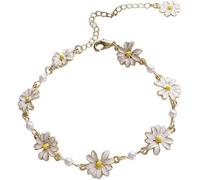 FDEETY Bracelet Marguerite Floral Chaîne Délicate Perles Bijoux Printemps Été Accessoire Élégant Charme Décoration