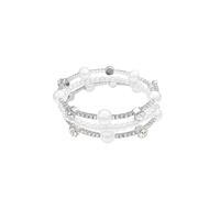 FDEETY Bracelet Multicouche Élégant Perles Cristaux Brillants Bijou Enroulable Poignet Femme Accessoire Luxueux