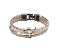 FDEETY Bracelet Multicouche Taureau Vintage Cuir Synthétique Fermoir Métallique Bijou Poignet Garçon Adolescent