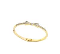 FDEETY Bracelet Nœud Papillon Jonc Ouvert Strass Cristal Brillant Bijou Femme Élégant Ajustable Diamètre 60mm