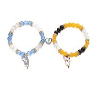 FDEETY Bracelet Perles Élastique Chat Pendentif Bijoux Femme Accessoire Poignet Cristal Strass Brillant