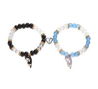 FDEETY Bracelet Perles Élastique Chat Pendentif Bijoux Femme Accessoire Poignet Cristal Strass Brillant