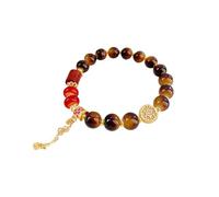 FDEETY Bracelet Perles Multicolores Élégant Chaîne Pendante Bijou Femme Accessoire Poignet Charme Classique Pierre Naturelle Finition Dorée