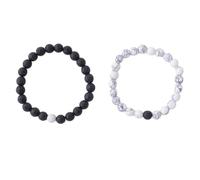 FDEETY Bracelet Perles Naturelles Howlite Lave Volcanique Bijoux Ethniques Accessoires Poignet Élastique Unisexe