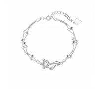 FDEETY Bracelet Renard Argenté Charme Animal Bijou Femme Chaîne Délicate Perles Brillantes Accessoire Élégant