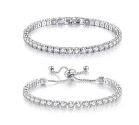 FDEETY Bracelet Tennis Élégant Cristaux Brillants Plaqué Or Bijou Femme Ajustable Fermoir Sécurisé