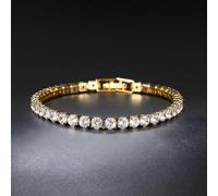 FDEETY Bracelet Tennis Élégant Cristaux Brillants Plaqué Or Bijou Femme Ajustable Fermoir Sécurisé