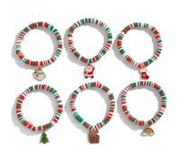 FDEETY Bracelets À Breloques De Noël En Perles Multicolores Pour Femmes Ensemble De 6 Bracelets Extensibles Accessoires De Mode Pour Fêtes Et Célébrations Bijoux Festifs Élégants