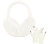 FDEETY Cache Oreille Femme Avec Gant Cache Oreille Fille Cache Oreille D'hiver Pliables Cache-Oreilles D'hiver Pour Femme Gant Tactile Femme Gant Femme Hiver Chaud Earmuffs(Blanc)
