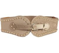FDEETY Ceinture Élastique Large Ornée Rivets Dorés Boucle Ajustable Taille Haute Suède Élégante
