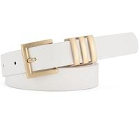FDEETY Ceinture Femme en Cuir Véritable - Mode Réglable Vintage pour Jeans et Robe Dame (Blanc)