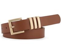 FDEETY Ceinture Femme en Cuir Véritable - Mode Réglable Vintage pour Jeans et Robe Dame (Chameau)