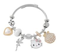 FDEETY Charm Bracelet Femme Bracelet en Acier Inoxydable avec Pendentifs en Forme de Cœur Étoile Coquillage et Perle Bijoux Élégants