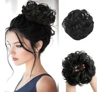 FDEETY Chignon Bouclé Synthétique 25g Postiche Cheveux Naturel Messy Bun Scrunchie Coiffure Updo Élastique Extension Capillaire