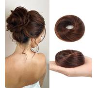 FDEETY Chignon Postiche Cheveux Naturel Elastique Perruques Droites Synthétique pour Queue de Cheval Courte Accessoires pour Cheveux Chouchou Simple pour Femme(Marron Clair)