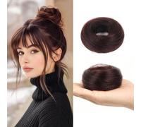 FDEETY Chignon Postiche Cheveux Naturel Elastique Perruques Droites Synthétique pour Queue de Cheval Courte Accessoires pour Cheveux Chouchou Simple pour Femme(Marron Foncé)