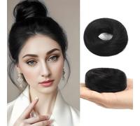 FDEETY Chignon Postiche Cheveux Naturel Elastique Perruques Droites Synthétique pour Queue de Cheval Courte Accessoires pour Cheveux Chouchou Simple pour Femme(Naturel Noir)