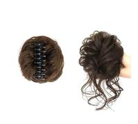 FDEETY Chignon Postiche Cheveux Synthétique Perruque Tousled Updo Désordonné Extension Naturel Queue de Cheval Postiche Synthétique pour Les Femmes(Marron foncé)