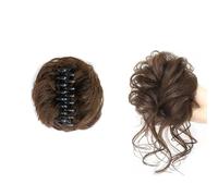 FDEETY Chignon Postiche Cheveux Synthétique Perruque Tousled Updo Désordonné Extension Naturel Queue de Cheval Postiche Synthétique pour Les Femmes(Marron clair)