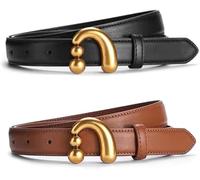 FDEETY Cinturon Mujer 3 Piezas Cuero PU Ajustable Diseño Vintage Ideal para Pantalones Vestidos Outfits Casuales y de Oficina（Noir + Marron doré）