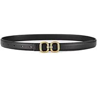 FDEETY Cinturon Mujer en PU Diseño Sofisticado con Hebilla Redonda Versátil y Elegante para Vaqueros Faldas Estilos Casuales de Oficina（Noir 110cm）