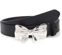 FDEETY Cinturon Mujer PU CinturóN Vintage Casuales con Hebilla de Lazo Versátil Ajustable para Jeans Vestidos y Atuendos Casuales(Noir)