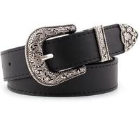 FDEETY Cinturon Mujer Vintage en PU Hebilla de Alta Calidad Ajustable y Versátil Looks Casuales Elegantes para Jeans Vestidos Atuendos Casuales(Noir C)