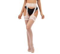 FDEETY Collant Femme Porte Jaretelles Sexy Bas Nylon Dentelle Jarretelles Ensemble Érotique String Culotte Guêpière Dessous Lingerie