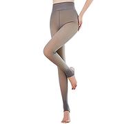 FDEETY Collants D'hiver Doublés de Laine Polaire Collants Thermiques épais Faux Translucide Contrôle Extensible Noir Leggings élastiques pour Femmes