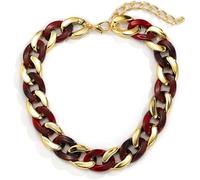 FDEETY Collier Chaîne Maillons Acétate Résine Bijou Statement Ras Du Cou Chunky Accessoire Femme Ajustable Élégant