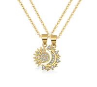 FDEETY Collier Couple Soleil et Lune Cadeau pour couple Collier Fantaisie pour les Couples et les Meilleurs Amis blanc