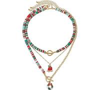 FDEETY Collier Femme Multicouche Noël Bijoux Alliages Chaîne Colorée Cadeau Anniversaire Femme Mode et Élégance(SET A)