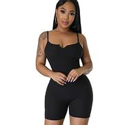 FDEETY Combinaison Femme Ete Combishort Bretelles Fines Ensemble Sport chic Rompers Col V Body Stretch Moulant Short Bustier Tenue Soirée Casual Jumpsuit