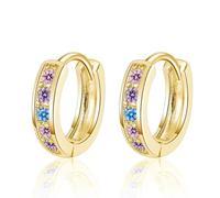 FDEETY Créoles Petites Anneaux Zirconium Multicolore Brillant Boucles D'oreilles Femme Bijoux Élégants