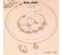 FDEETY Ensemble Bijoux Coeur Cristal Noir Collier Bracelet Bague Boucles D'oreilles Parure Élégante Chaîne Dorée Accessoires Femme