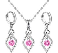 FDEETY Ensemble Bijoux Femme Spirale Torsadée Zircon Cubique Collier Boucles D'oreilles Argent Cristal Brillant Parure Élégante