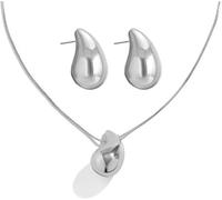 FDEETY Ensemble Bijoux Goutte Eau Brillant Collier Boucles D'oreilles Parure Élégante Accessoires Femme Minimaliste